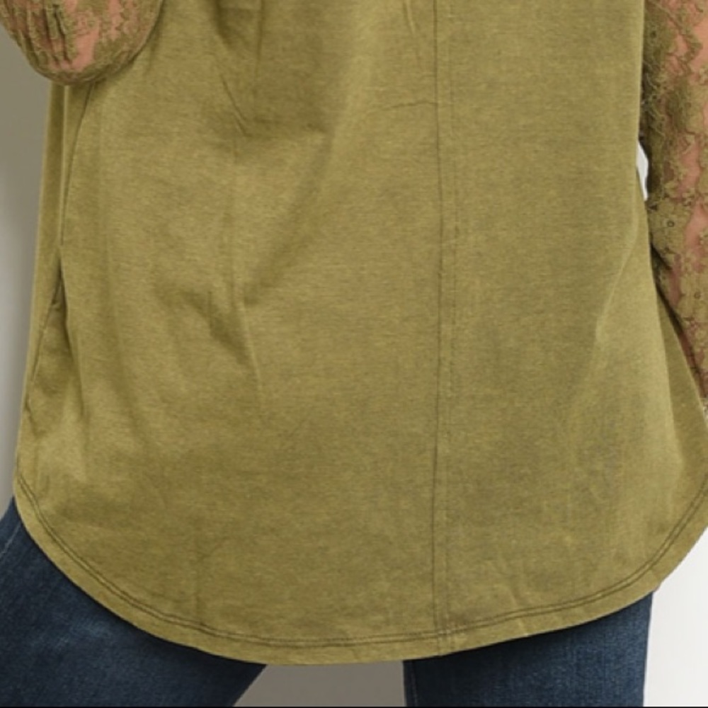 💫Olive Long sleeve scoop neck lace detail tee. - Picture 8 of 8